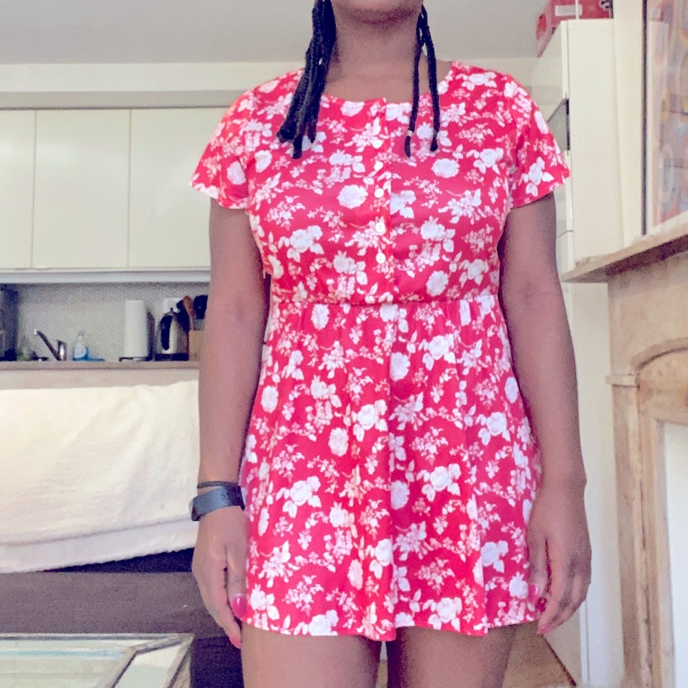 Vintage pink and white flower dress